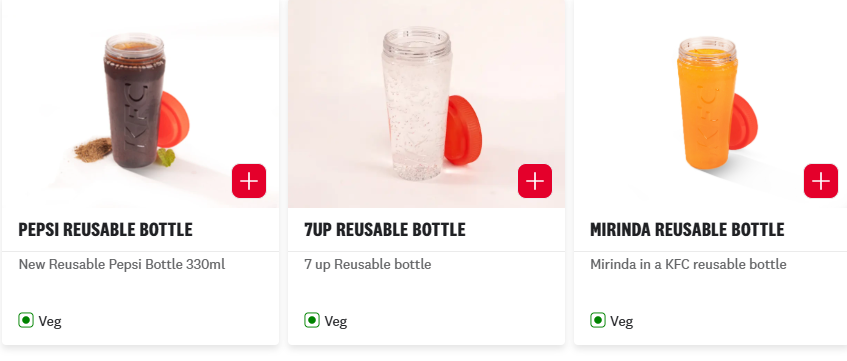 Drinks served in reusable bottles (from the official site).