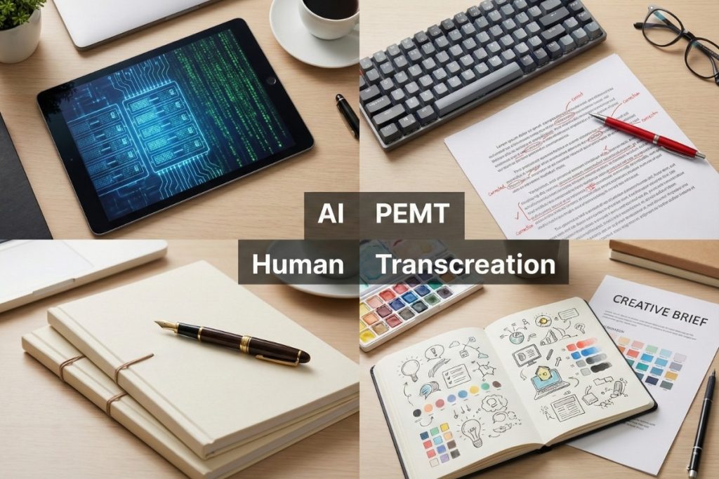 Translation Methods for Japanese Writing: AI, PEMT, Human, and Transcreation