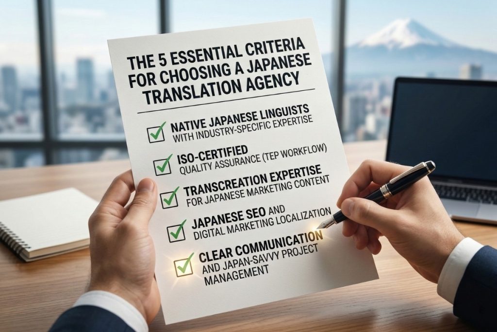 The 5 Essential Criteria for Choosing a Japanese Translation Agency