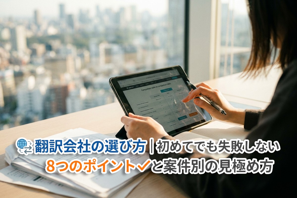 翻訳会社の選び方｜初めてでも失敗しない8つのポイントと案件別の見極め方